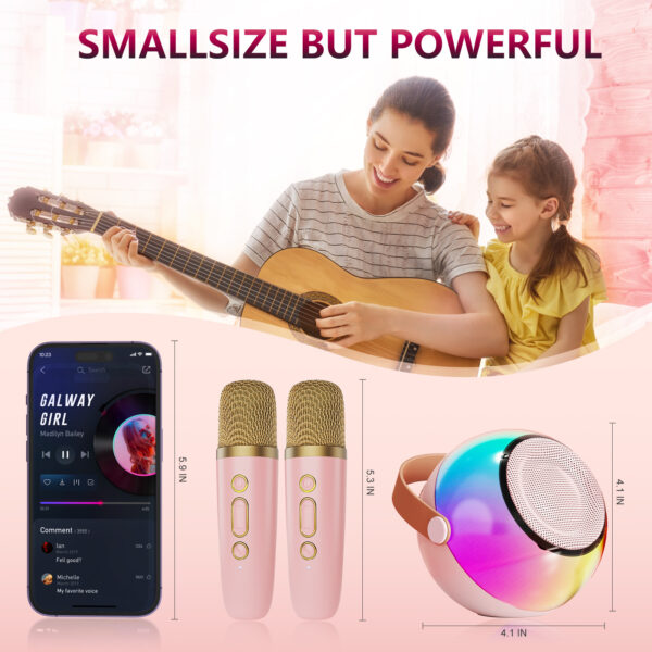 Mini Karaoke Machine With Dazzling Lights And Wireless Microphones - Image 3