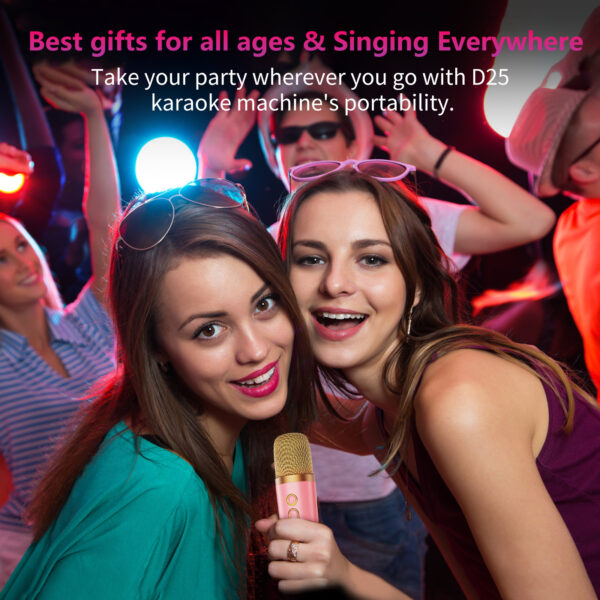 Mini Karaoke Machine With Dazzling Lights And Wireless Microphones - Image 2