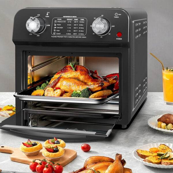 12.5 Qt Air Fryer With Dual Knob Control, Temperature Range, 60-Min Timer, Presets For French Fries, Pizza, Chicken, Fish, And Toast Healthy Oil-Free Cooking Oven - Image 2