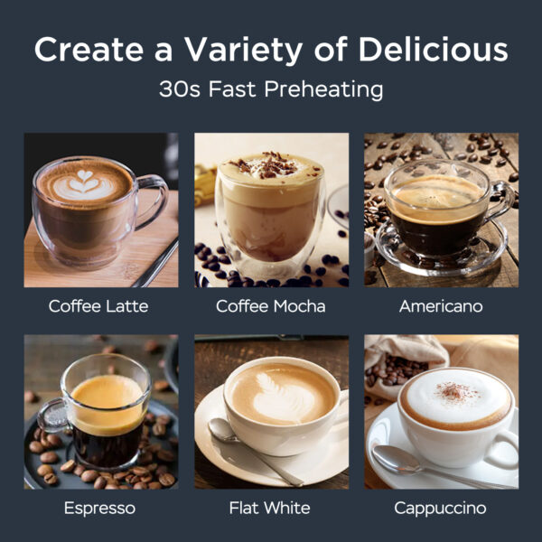 Geek Chef Espresso Machine, 20 Bar Espresso Machine With Milk Frother For Latte, Cappuccino, Macchiato, For Home Espresso Maker, 1.8L Water Tank, Stainless Steel - Image 9