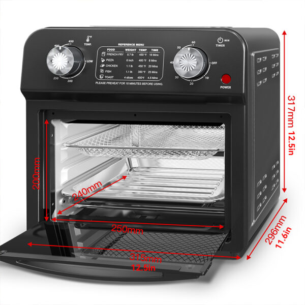 12.5 Qt Air Fryer With Dual Knob Control, Temperature Range, 60-Min Timer, Presets For French Fries, Pizza, Chicken, Fish, And Toast Healthy Oil-Free Cooking Oven - Image 8